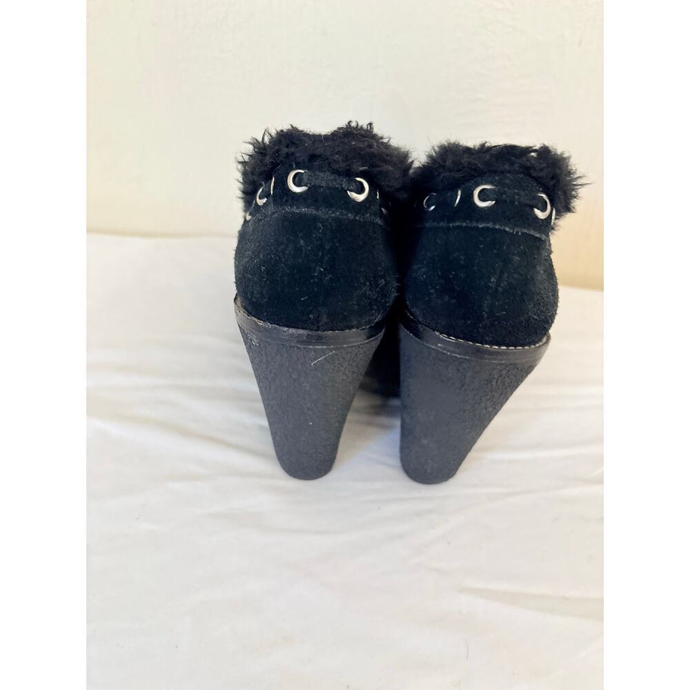 Jessica Simpson Black Suede Faux Fur Platform Wedge Shoes Women’s 8.5 9 - Picture 7 of 11